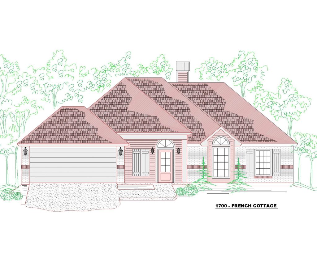 1700 Front Elevation French Country.