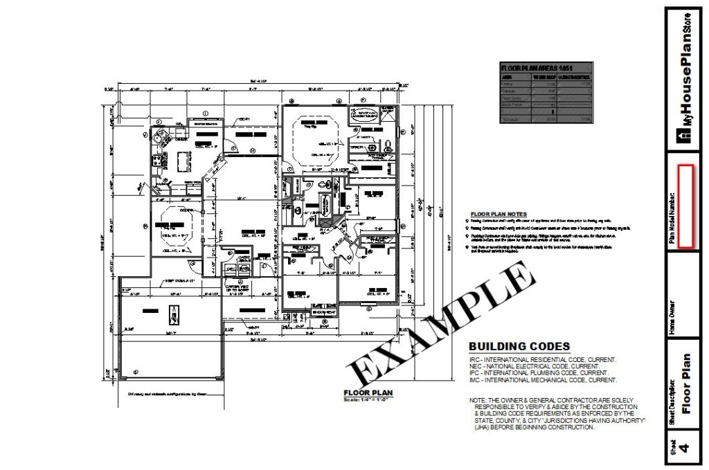 Example House Plan Elevation Sheet